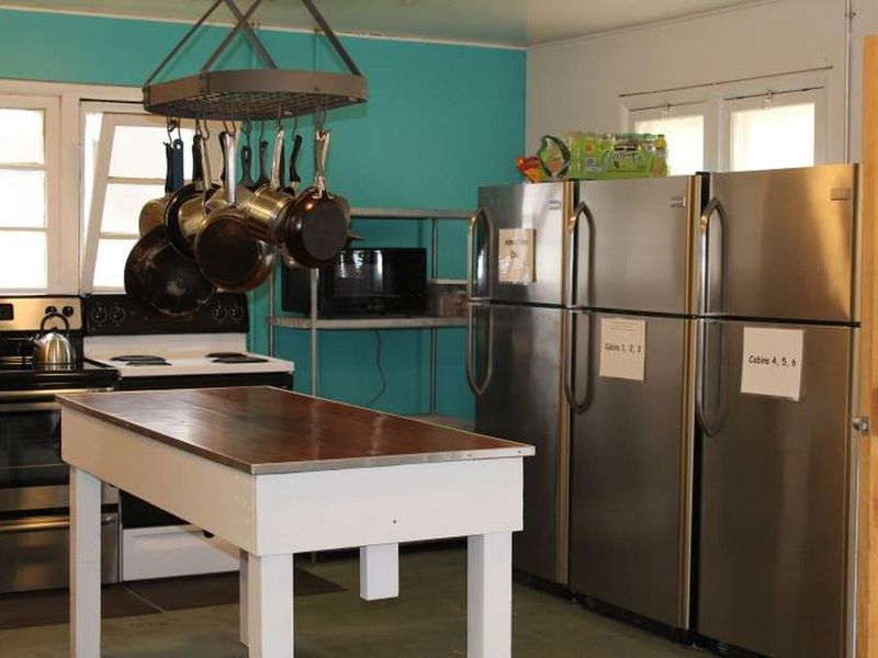 The shared cooking space is a welcome touch to the community atmosphere.