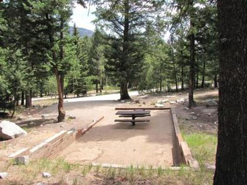 Campsite with picnic table and fire pit