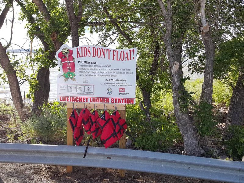 We have a life jacket loaner station at the Hazelton Boat Ramp area that has 5 life jackets available to borrow if you need one before you take the kids out on the water.  They range in size from infant to youth (90 lbs.).