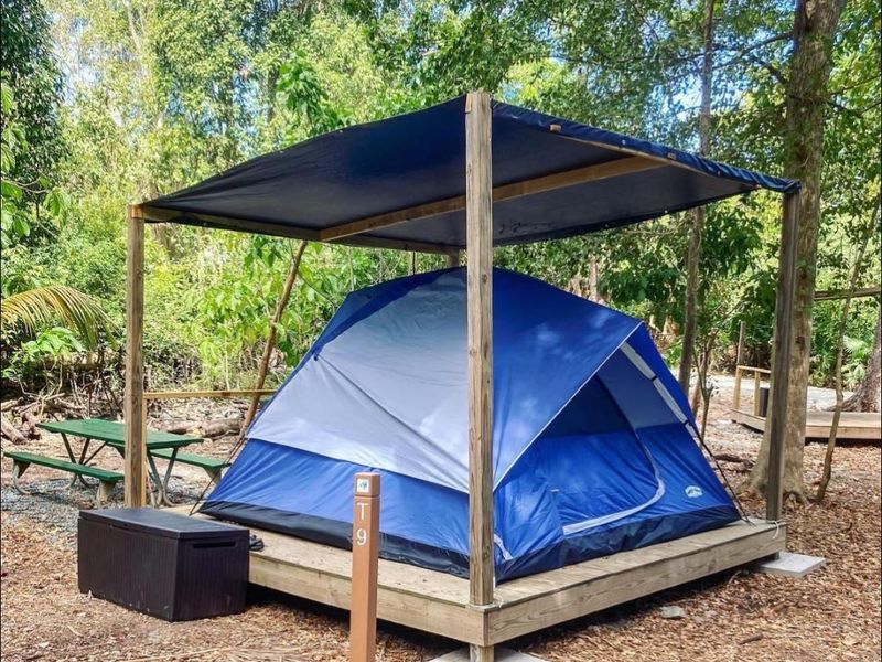 Bare tent site at Cinnamon Bay Beach and Campground