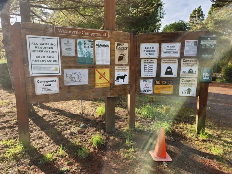 Waxmyrtle Campground information boar