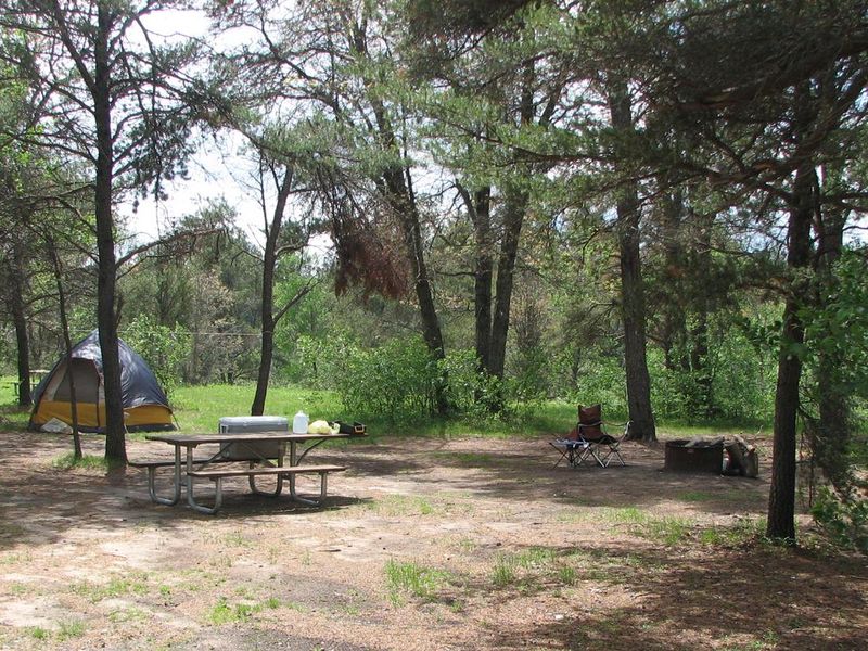 Meadows ORV Campground site # X set up for use.