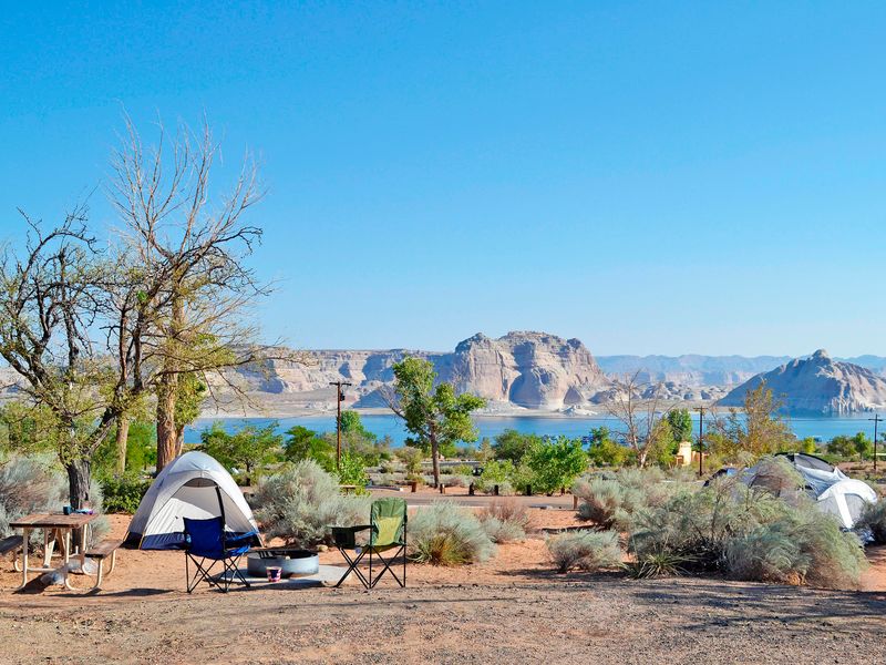 Even without a boat, you can camp with a view of the lake.