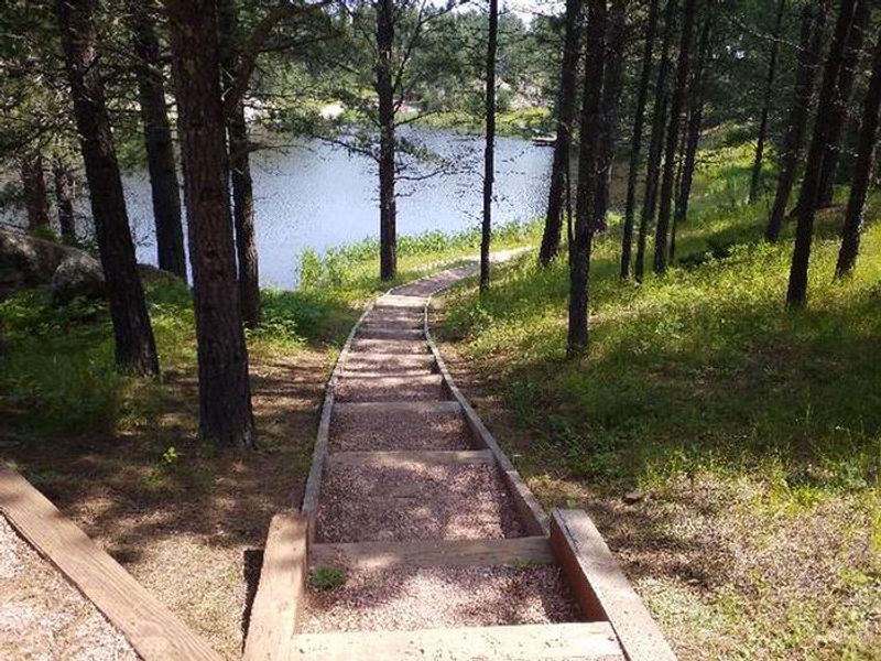 Steps leading down to lake