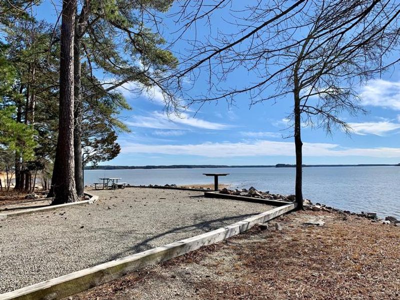 This is one of the many beautiful campsites here at John H. Kerr! This site specifically is site 161 in North Bend Park. This sites does not have electricity or water. 
