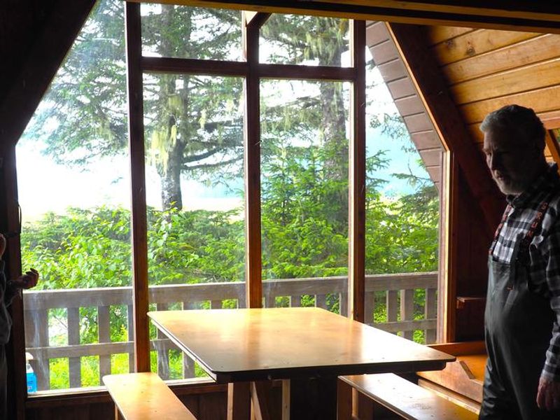 View from the window of Little Dry Island Cabin