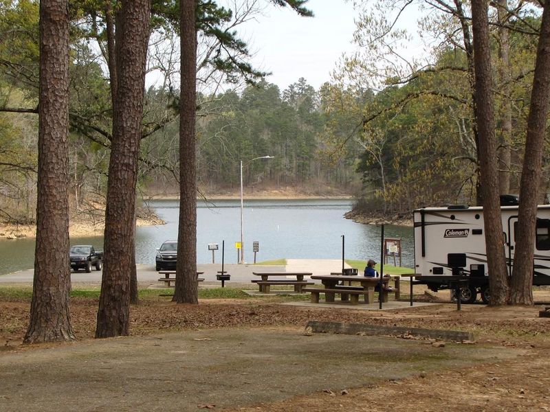 Campsites and view of boat ramp