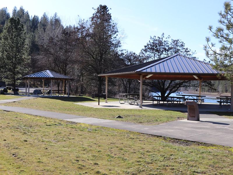 There are two group pavilions available for day-use only. The pavilions are reservable through Recreation.gov. Both pavilions include electricity, lighting, standing BBQ grills, and accessible picnic tables. 