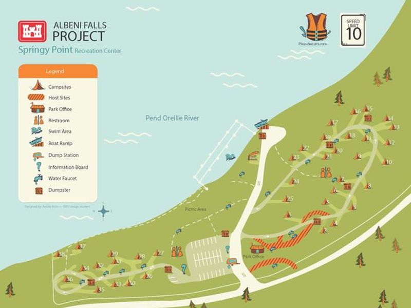 Map of Springy Point campground 