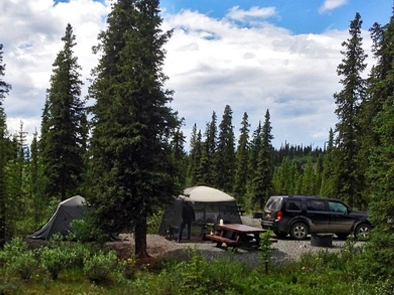 One of the campsites in Kendesnii Campground