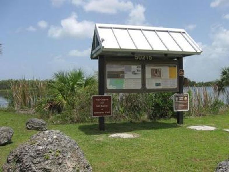 Information board at Monument Lake Campground