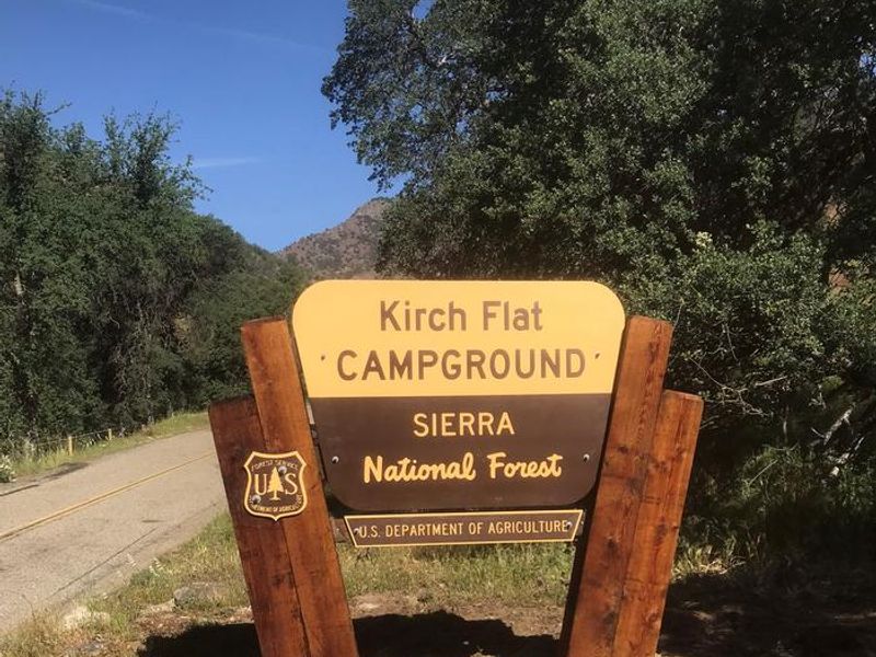 The entrance sign to Kirch Flat Campground and Group Site.