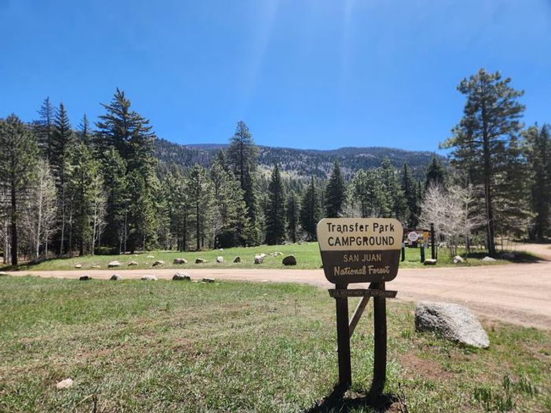 Transfer park campground enterance sign