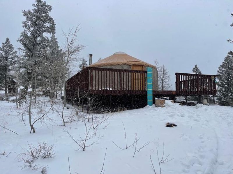 External View of the Yurt (as you walk up to the yurt from the ski trail)