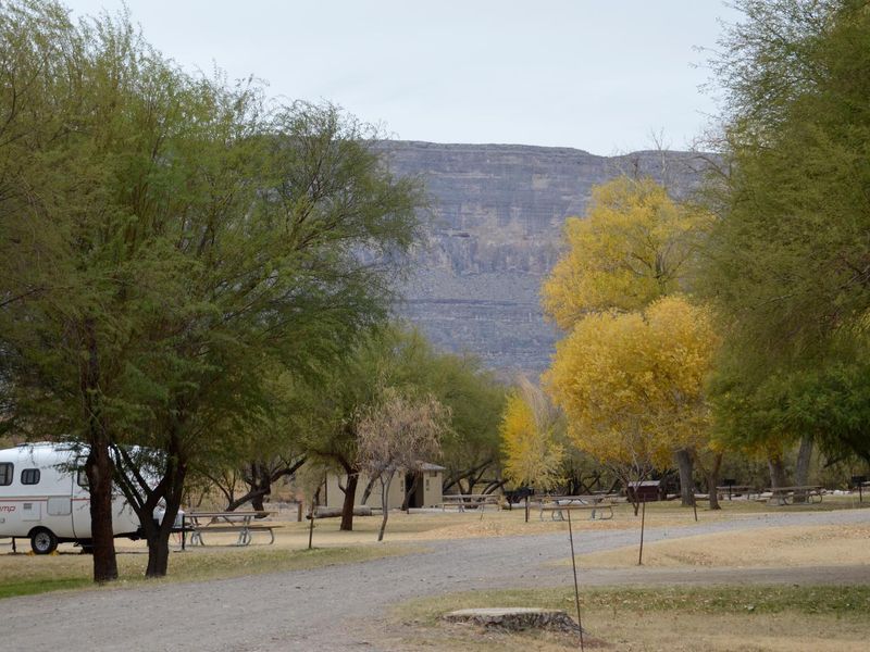 Small travel trailer set up