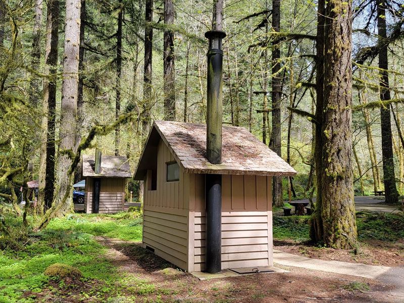Vault toilets in Fan Creek Campground