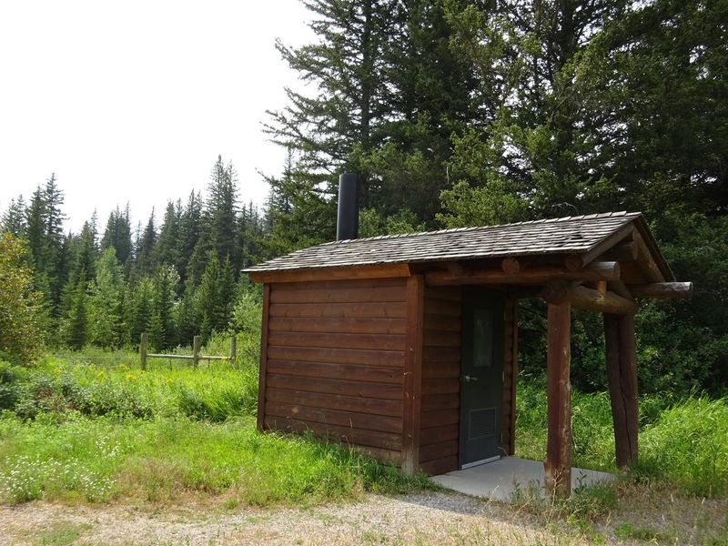 Modern concrete outhouse at West Boulder Cabin