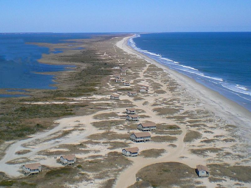 An aerial view of Great Island Cabin Camp.
