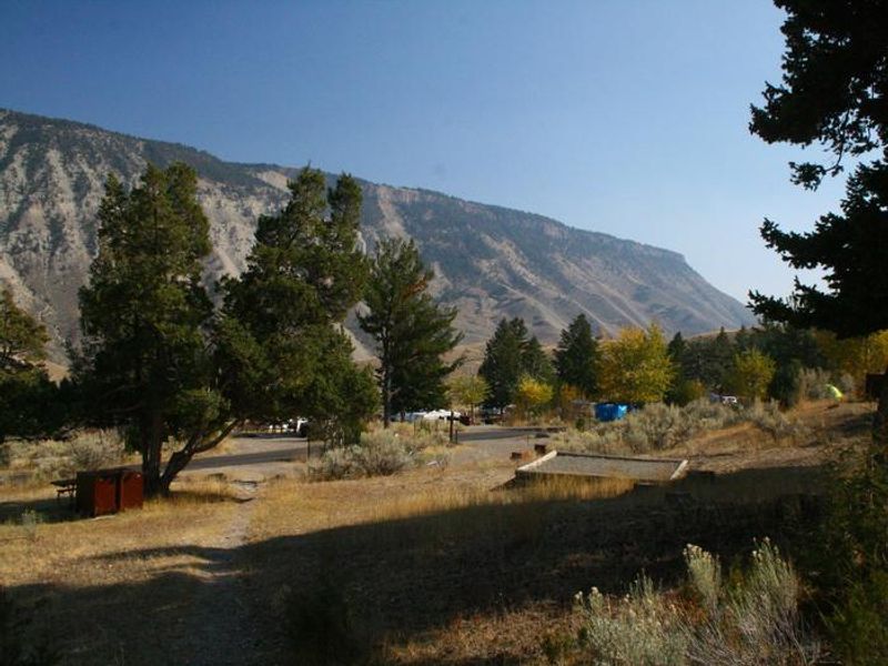 Mammoth Hot Springs Campground facing east