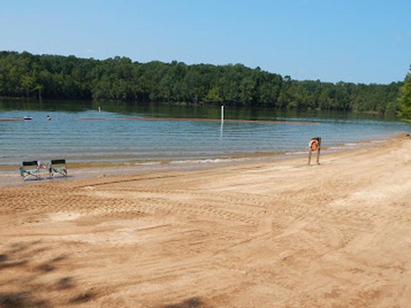 This is the Rudds Creek Day Use Area designated swimming area. There is a life jacket loaner station that is available for recreators to borrow and return a life jacket at no cost. 