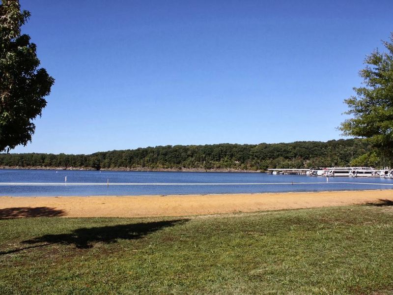 Beach located near the marina, about 1 mile from the campground