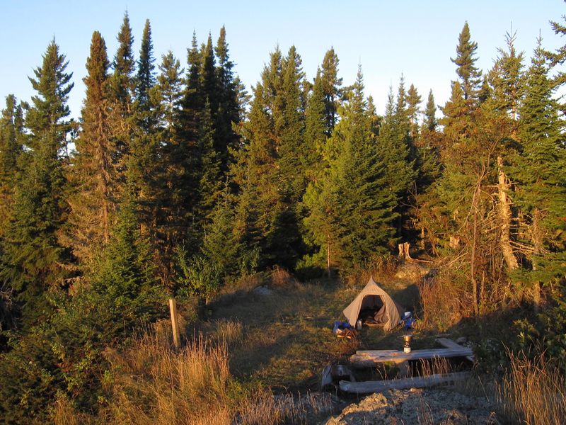 There is only one tent site on this picturesque cove designed for paddlers.