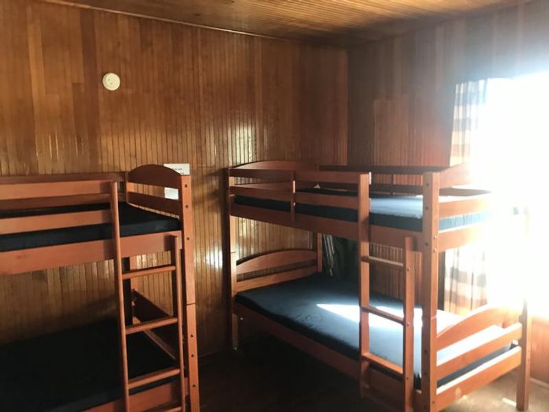 The cabin offers two bunkbeds with mattresses. 