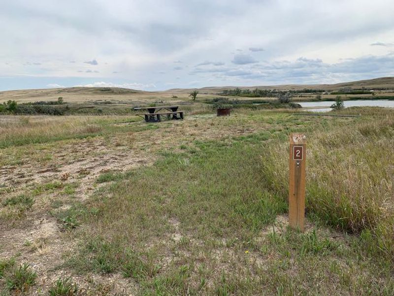 One of the 18 sites available at Sather Lake Campground.