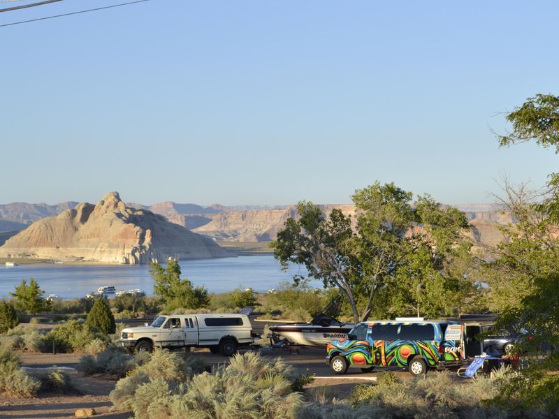 There's room to pull your boat into your camping spot.