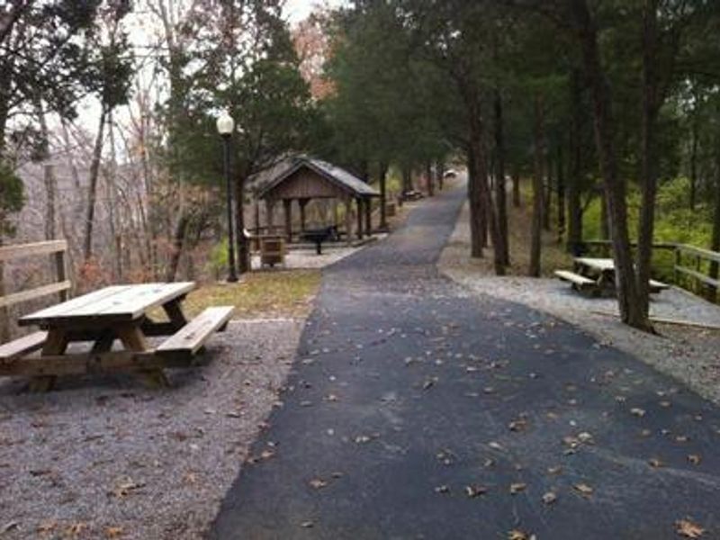 Trail and picnic area at Mill Springs Mill