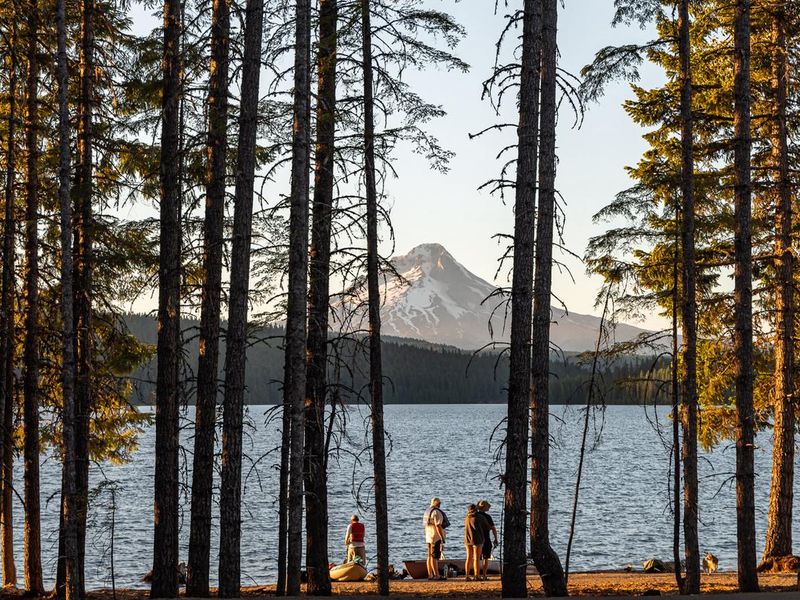 View of Mount Hood from Stone Creek Campground's day use area