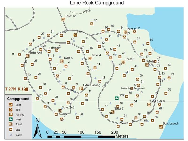 Map of Lone Rock Campground