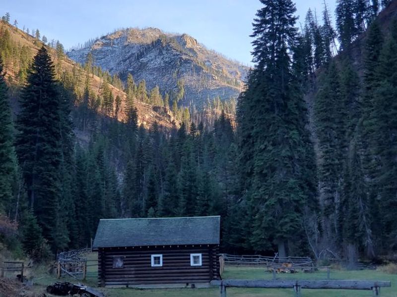 Horsejaw Mountain and the Magruder Ranger Station barn
