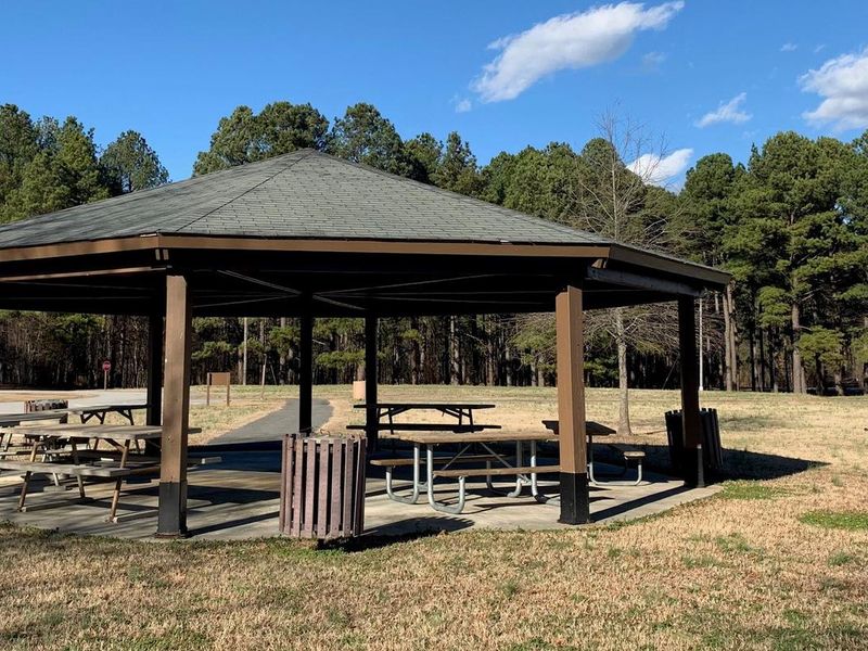 Welcome to Tailrace Park! This is a photo of the shelter that can be reserved for birthday parties, reunions and many other parties. 