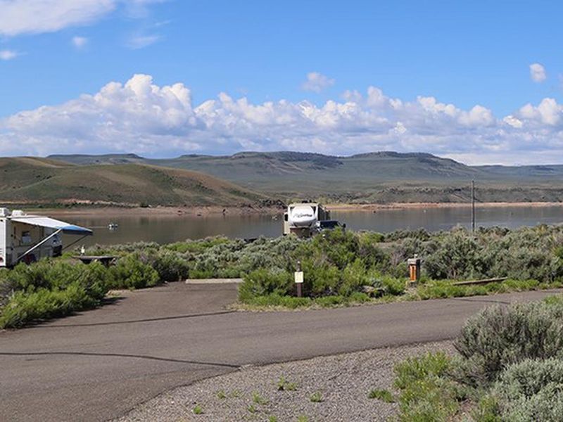 RV's at Stevens Creek Campground with a Lake View