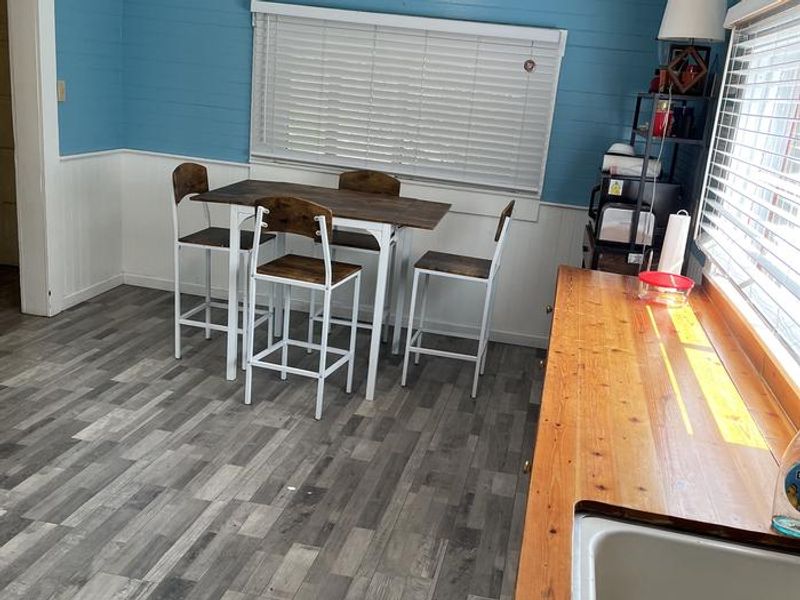 New dining room table in the dining area of Forest Glen Guard Station.
