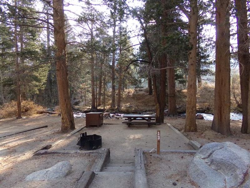 Campsite by the creek at Bishop Park 