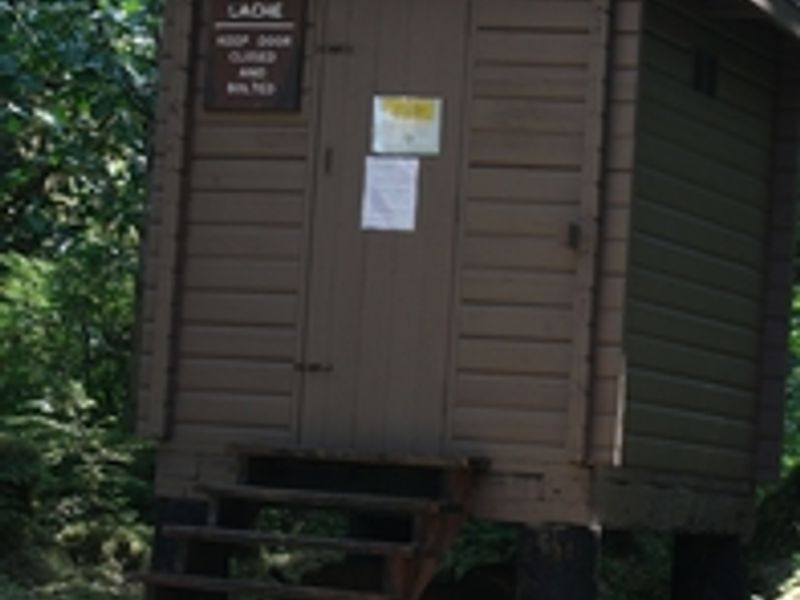 All food and scented items must be stored in the bear-proof food caches that are found throughout the campground.