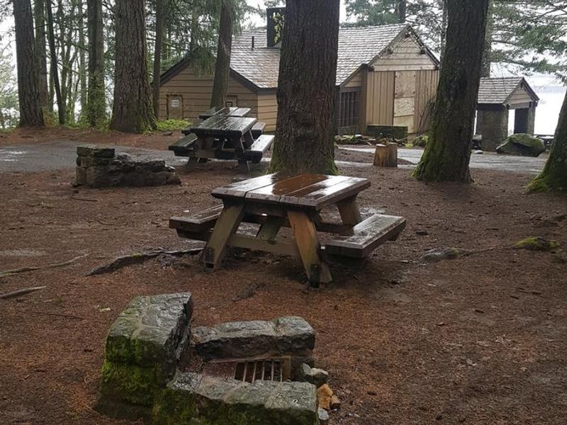 Typical view of Overlook camping area and rest building