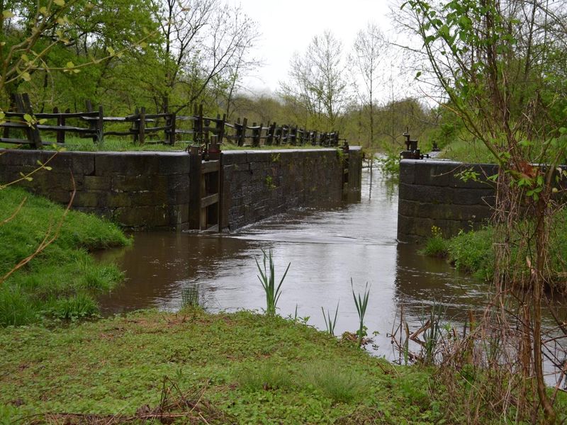 The Battery Creek Lock constructed in the 1800s as part of the James River and Kanawha Canal.