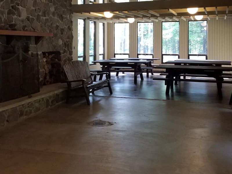 Inside the Clark Lake pavilion.