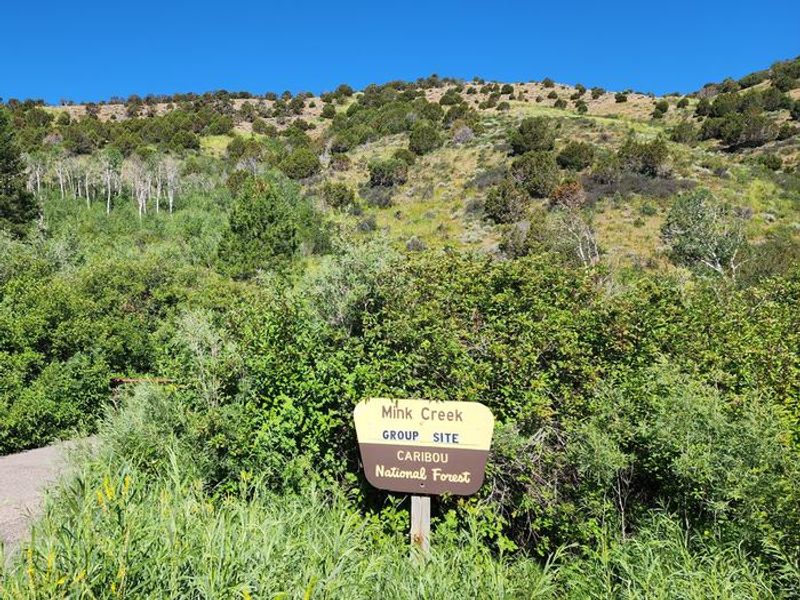 The sign leading into Mink Creek Group Site