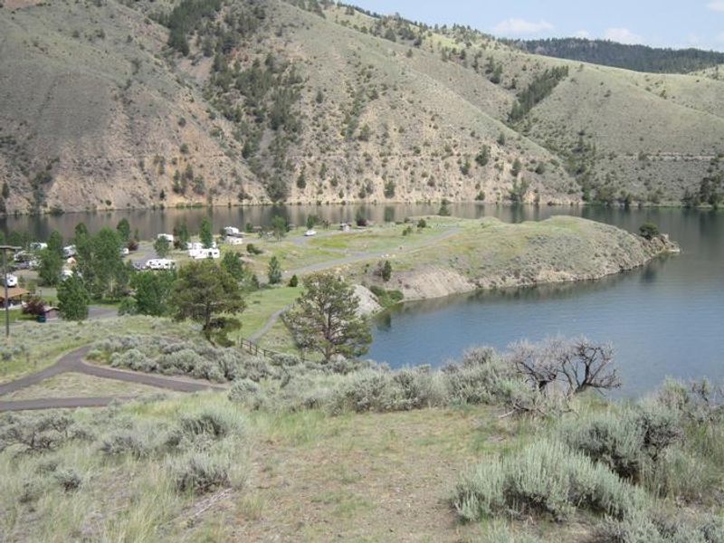 Overview of Devil's Elbow Campground from the walking path leading to Clark's Bay Day Use Area