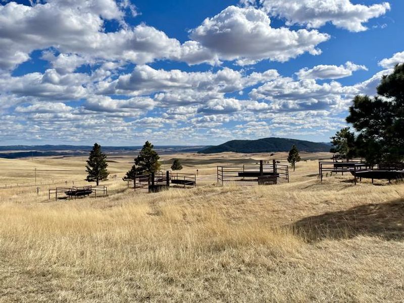 View of horse corrals from the trailhead parking area. 
