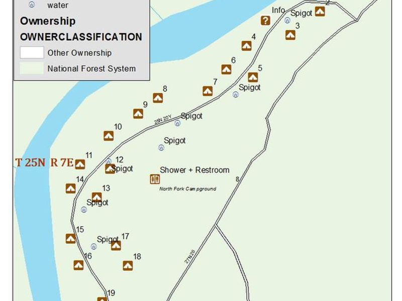 Map of North Fork Campground