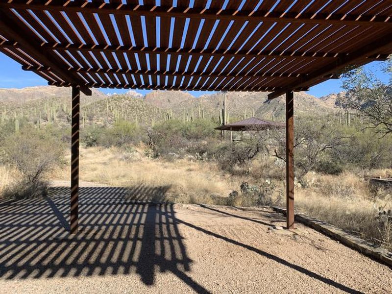 Covered space with no picnic table.