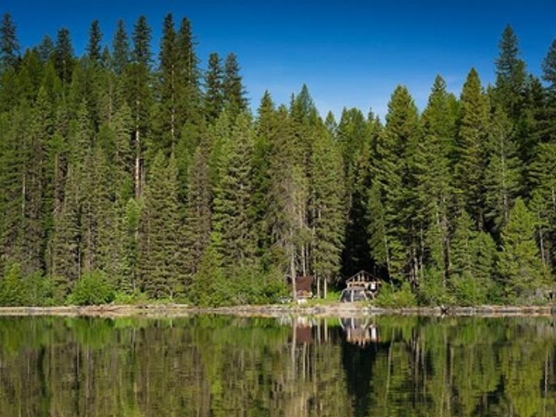 A backcountry patrol cabin on shore of Quartz Lake
