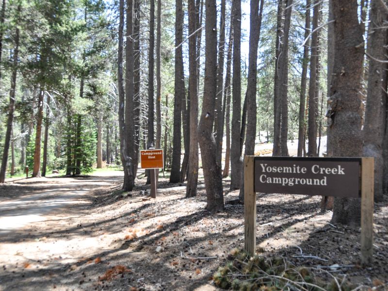 The entrance to Yosemite Creek Campground