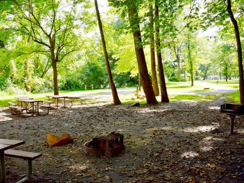 Group Campsite with 4 picnic tables, fire pit and grill