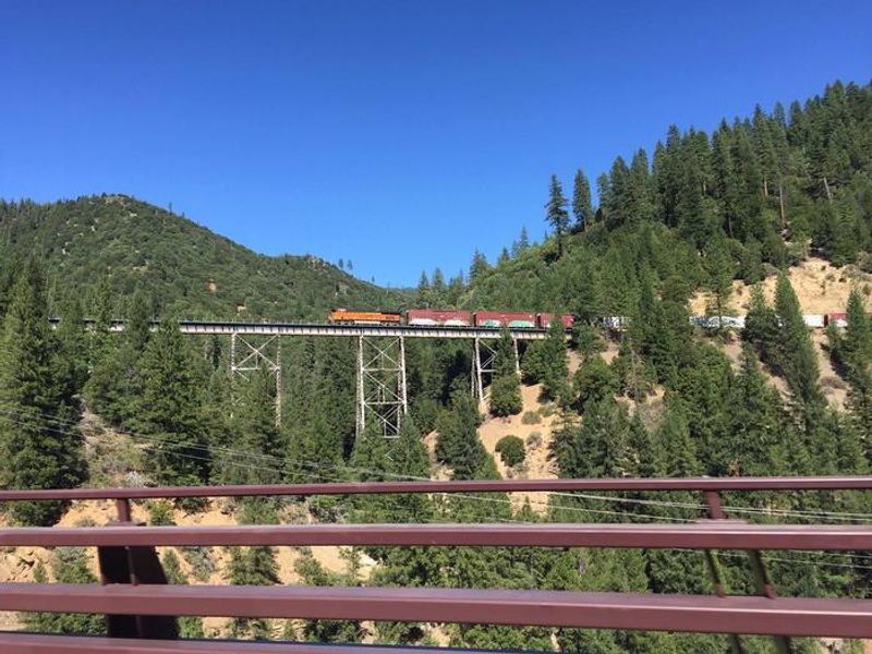 Train passes nearby Spanish Creek Campground